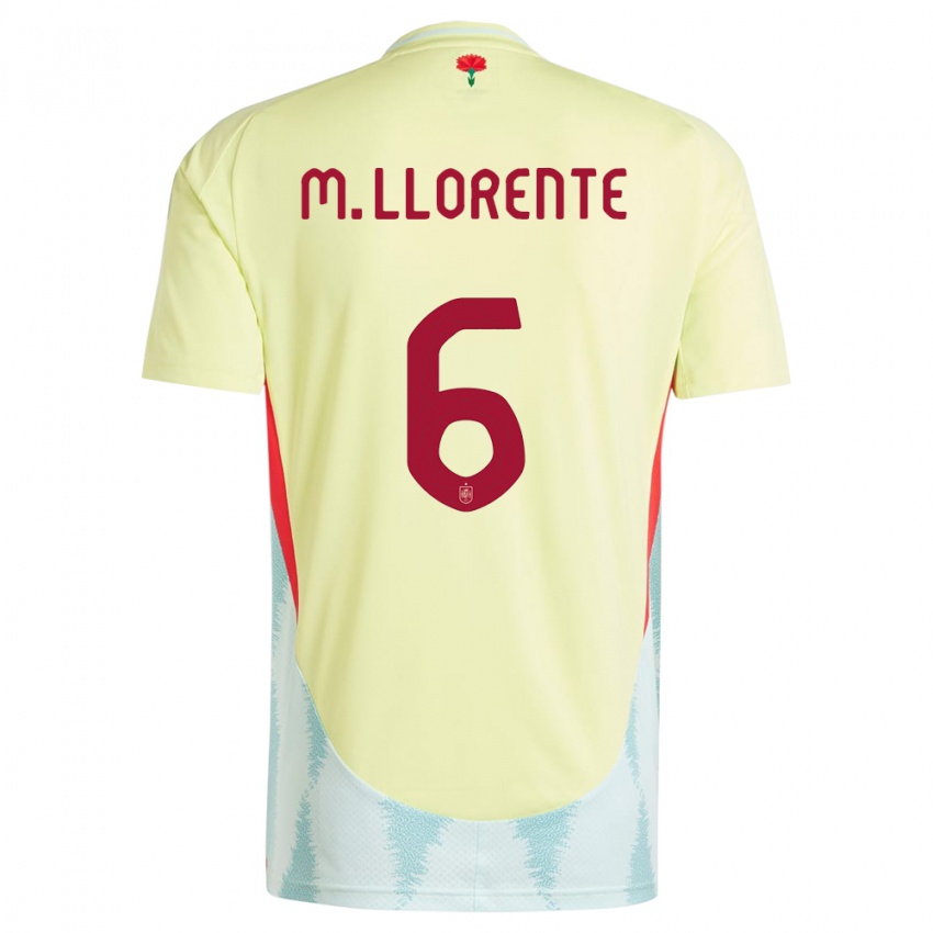 Męski Hiszpania Marcos Llorente #6 Żółty Wyjazdowa Koszulka 24-26 Koszulki Klubowe