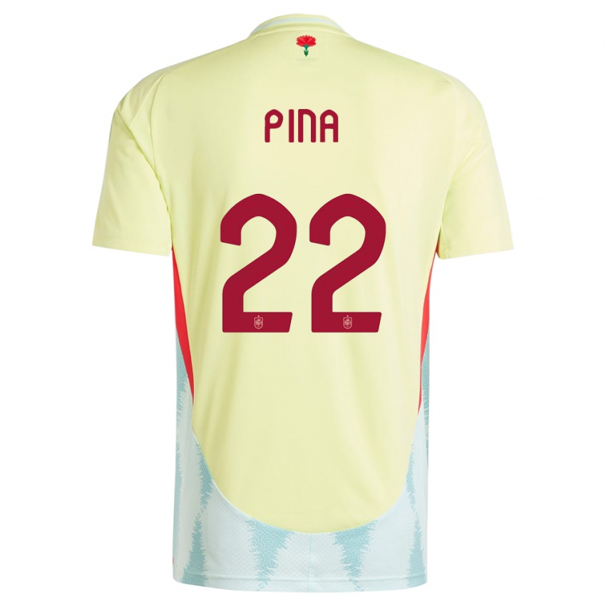 Męski Hiszpania Claudia Pina #22 Żółty Wyjazdowa Koszulka 24-26 Koszulki Klubowe