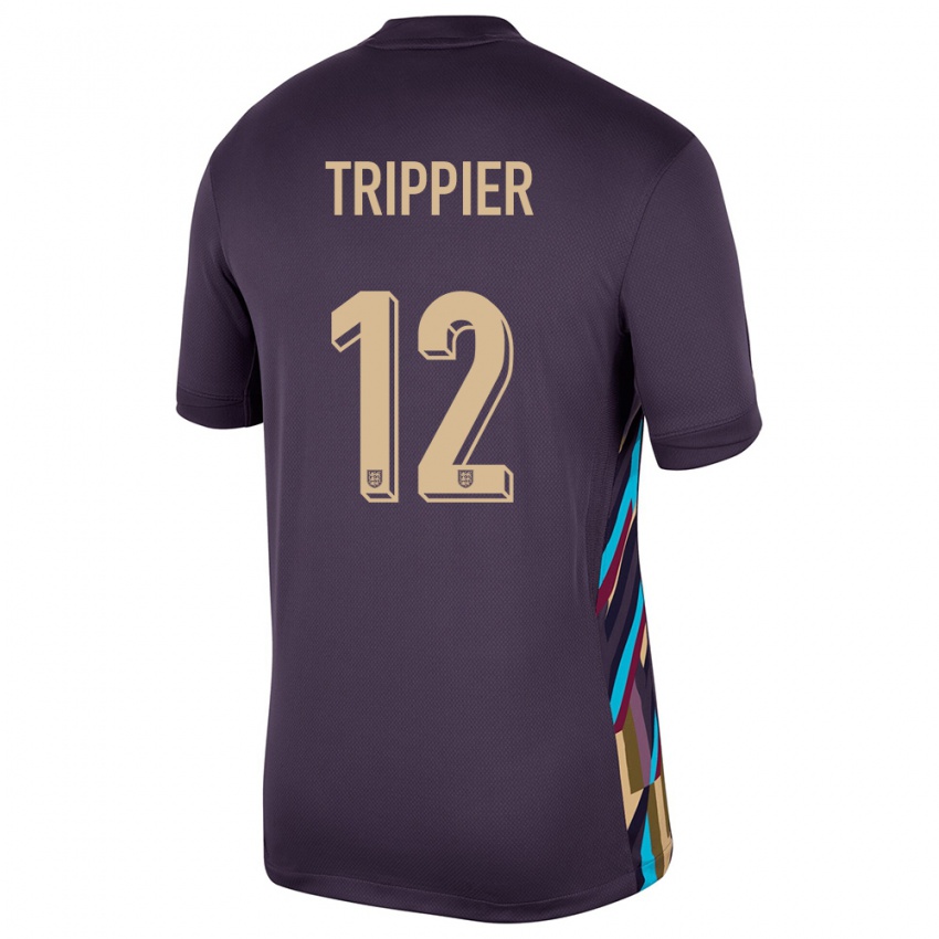 Męski Anglia Kieran Trippier #12 Ciemna Rodzynka Wyjazdowa Koszulka 24-26 Koszulki Klubowe