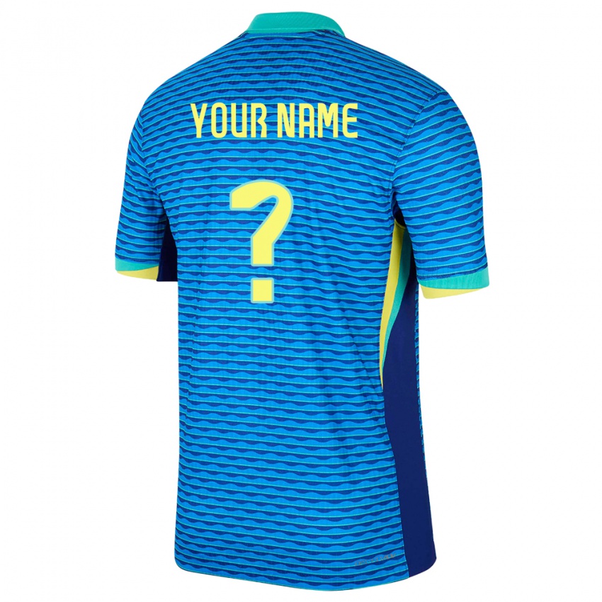 Męski Brazylia Twoje Imię #0 Niebieski Wyjazdowa Koszulka 24-26 Koszulki Klubowe