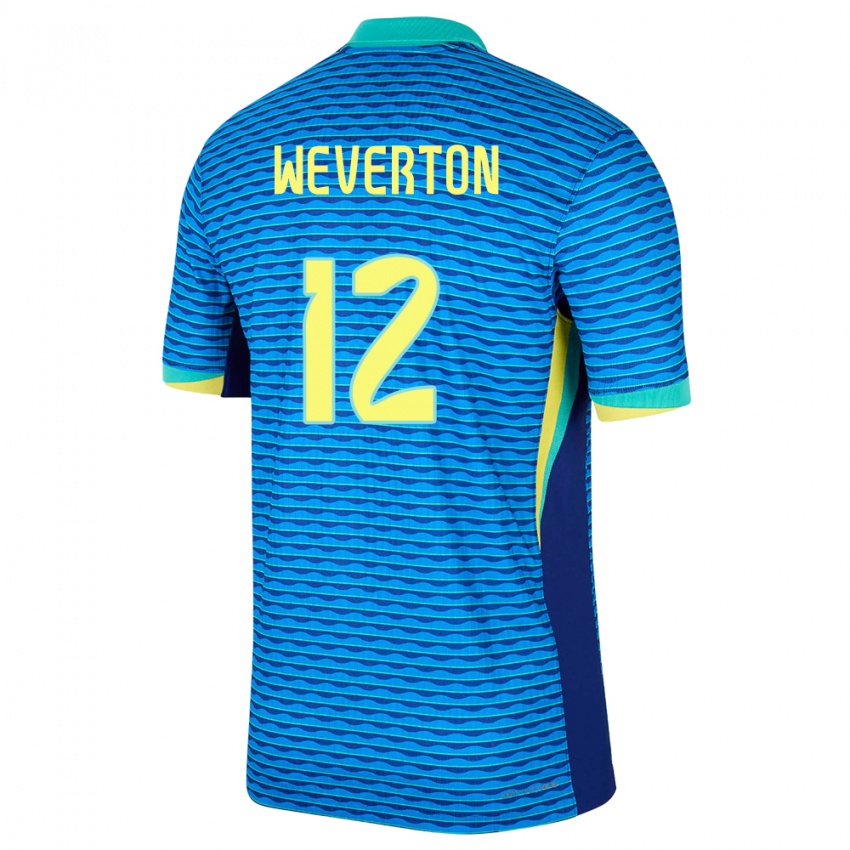 Męski Brazylia Weverton #12 Niebieski Wyjazdowa Koszulka 24-26 Koszulki Klubowe