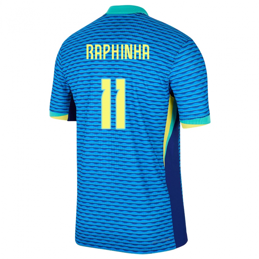 Męski Brazylia Raphinha #11 Niebieski Wyjazdowa Koszulka 24-26 Koszulki Klubowe