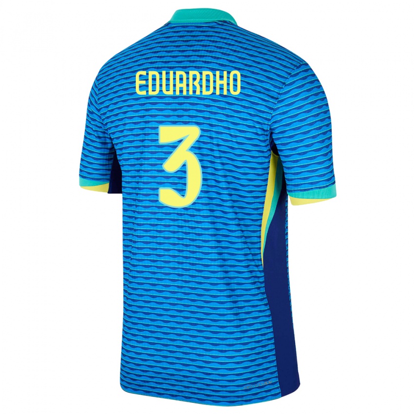Męski Brazylia Eduardho #3 Niebieski Wyjazdowa Koszulka 24-26 Koszulki Klubowe