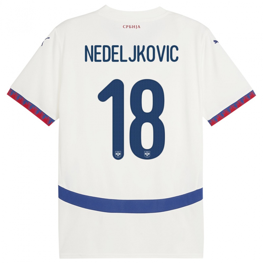 Męski Serbia Kosta Nedeljkovic #18 Biały Wyjazdowa Koszulka 24-26 Koszulki Klubowe