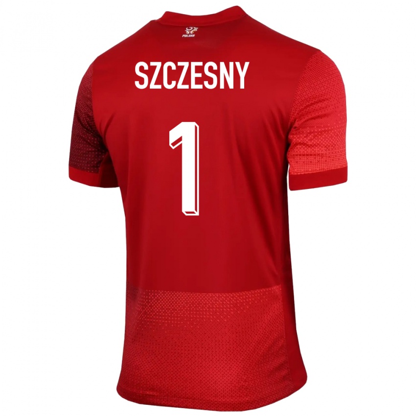 Męski Polska Wojciech Szczesny #1 Czerwony Wyjazdowa Koszulka 24-26 Koszulki Klubowe