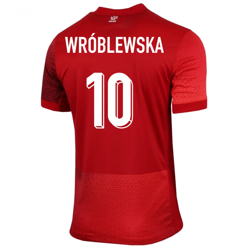 Męski Polska Joanna Wroblewska #10 Czerwony Wyjazdowa Koszulka 24-26 Koszulki Klubowe