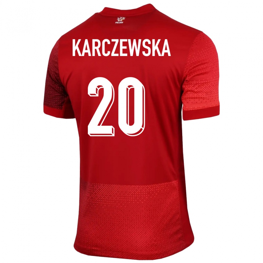 Męski Polska Nikola Karczewska #20 Czerwony Wyjazdowa Koszulka 24-26 Koszulki Klubowe