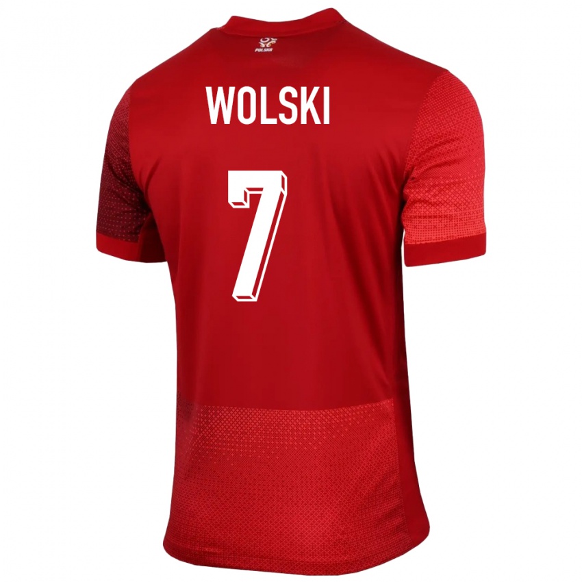 Męski Polska Filip Wolski #7 Czerwony Wyjazdowa Koszulka 24-26 Koszulki Klubowe