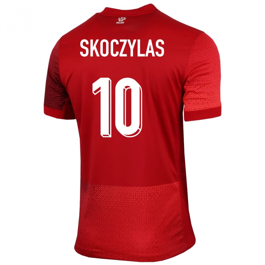 Męski Polska Mateusz Skoczylas #10 Czerwony Wyjazdowa Koszulka 24-26 Koszulki Klubowe