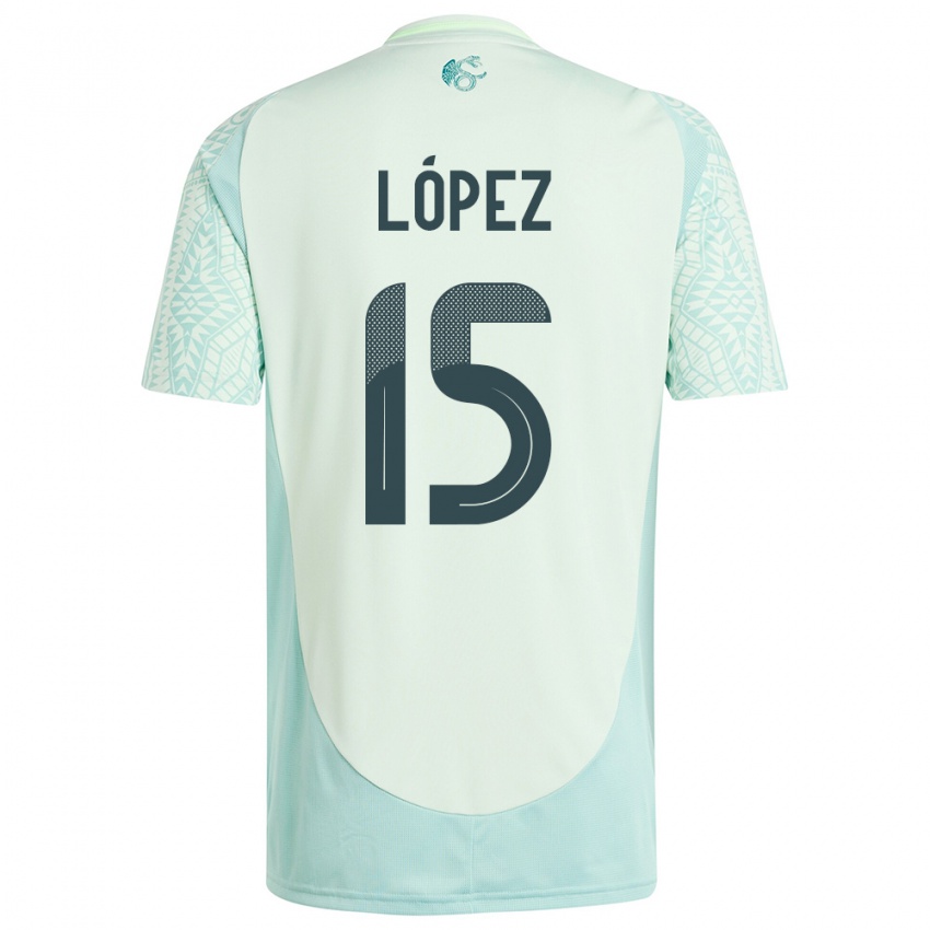 Męski Meksyk Everardo Lopez #15 Lniana Zieleń Wyjazdowa Koszulka 24-26 Koszulki Klubowe