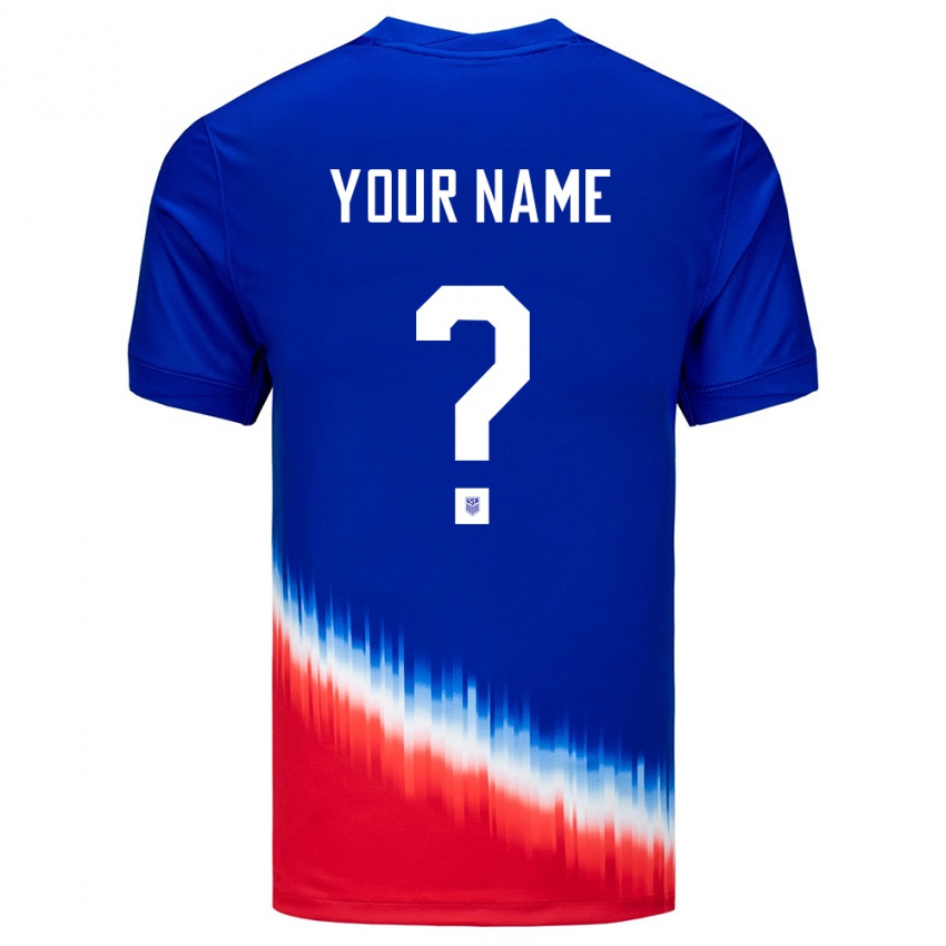Męski Stany Zjednoczone Twoje Imię #0 Niebieski Wyjazdowa Koszulka 24-26 Koszulki Klubowe
