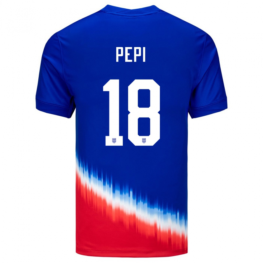 Męski Stany Zjednoczone Ricardo Pepi #18 Niebieski Wyjazdowa Koszulka 24-26 Koszulki Klubowe