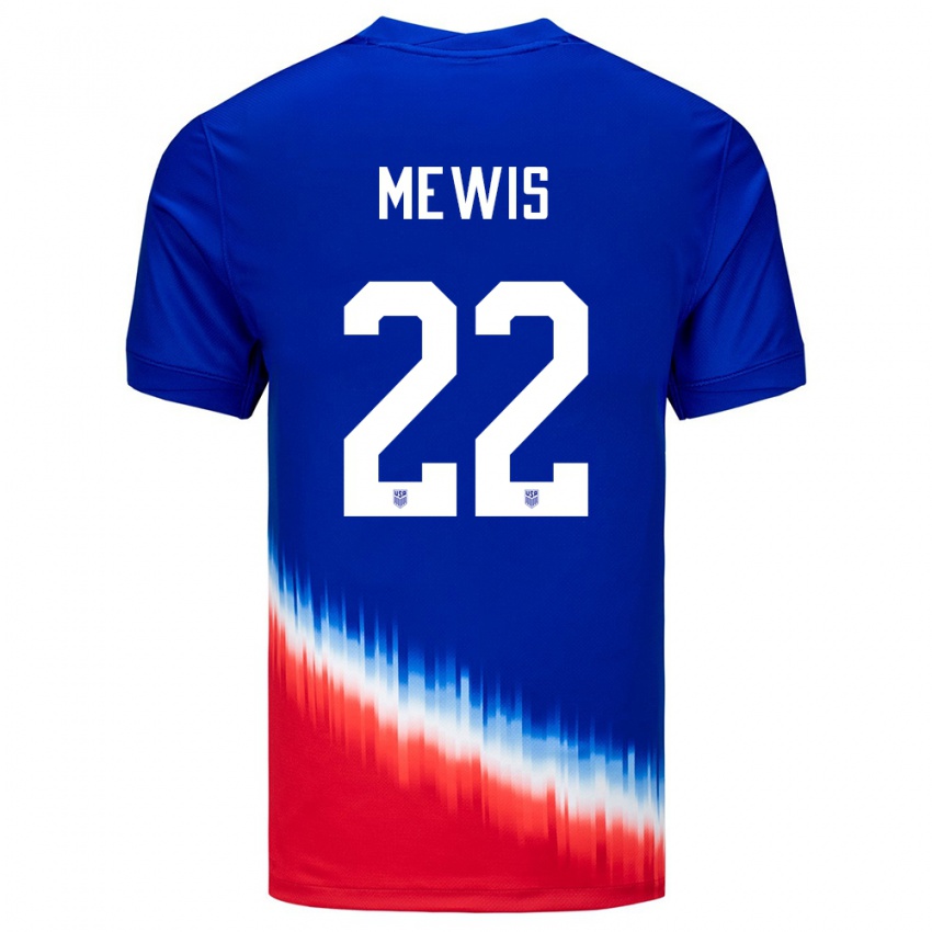 Męski Stany Zjednoczone Kristie Mewis #22 Niebieski Wyjazdowa Koszulka 24-26 Koszulki Klubowe