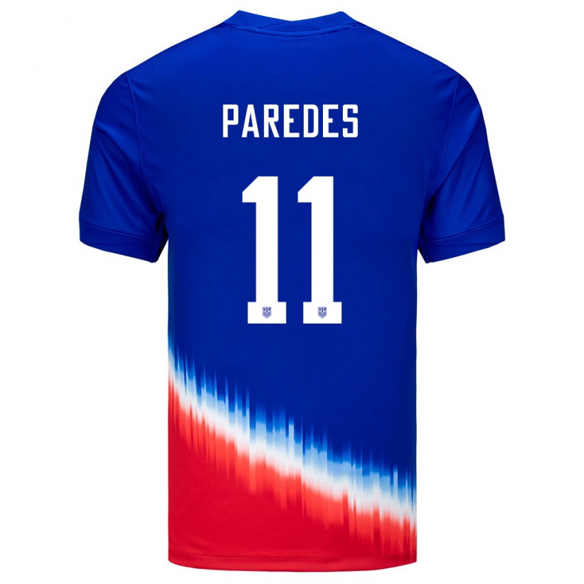 Męski Stany Zjednoczone Kevin Paredes #11 Niebieski Wyjazdowa Koszulka 24-26 Koszulki Klubowe