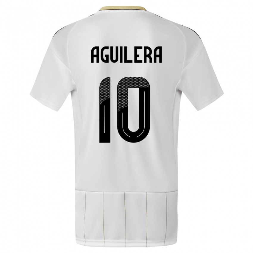Męski Kostaryka Brandon Aguilera #10 Biały Wyjazdowa Koszulka 24-26 Koszulki Klubowe