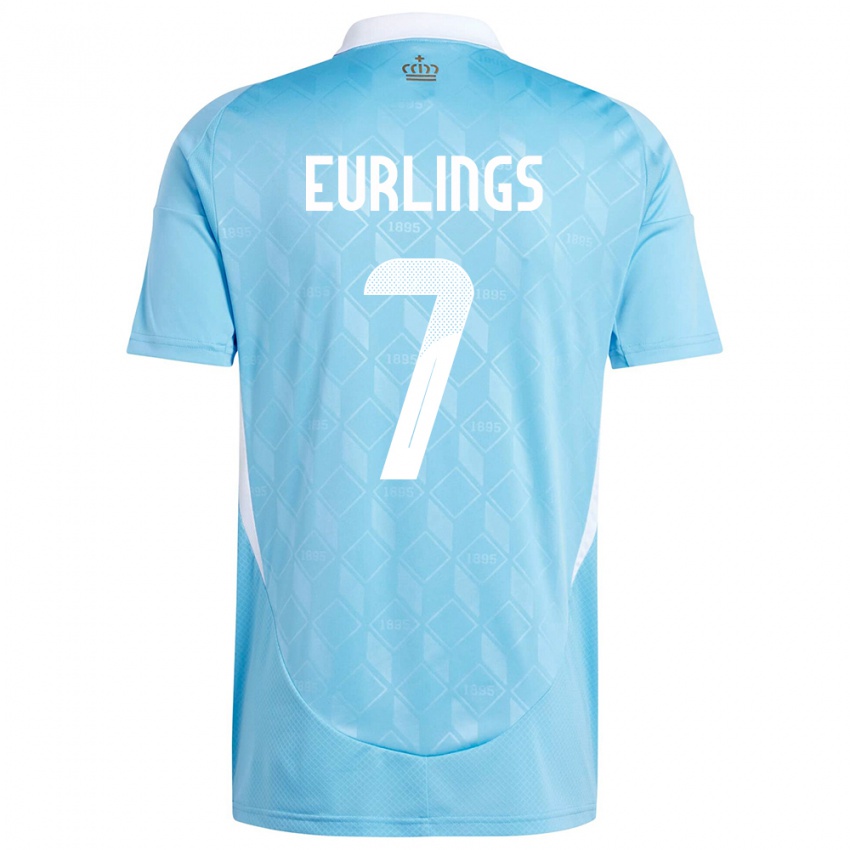Męski Belgia Hannah Eurlings #7 Niebieski Wyjazdowa Koszulka 24-26 Koszulki Klubowe