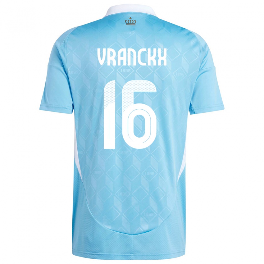 Męski Belgia Aster Vranckx #16 Niebieski Wyjazdowa Koszulka 24-26 Koszulki Klubowe