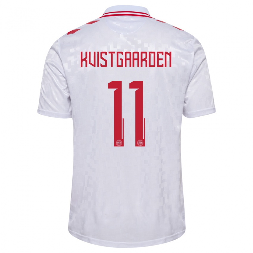 Męski Dania Mathias Kvistgaarden #11 Biały Wyjazdowa Koszulka 24-26 Koszulki Klubowe