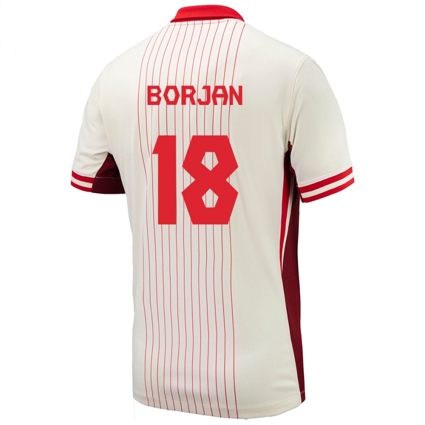 Męski Kanada Milan Borjan #18 Biały Wyjazdowa Koszulka 24-26 Koszulki Klubowe