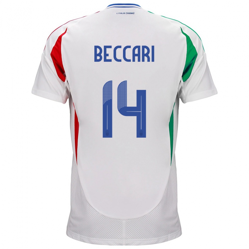 Męski Włochy Chiara Beccari #14 Biały Wyjazdowa Koszulka 24-26 Koszulki Klubowe