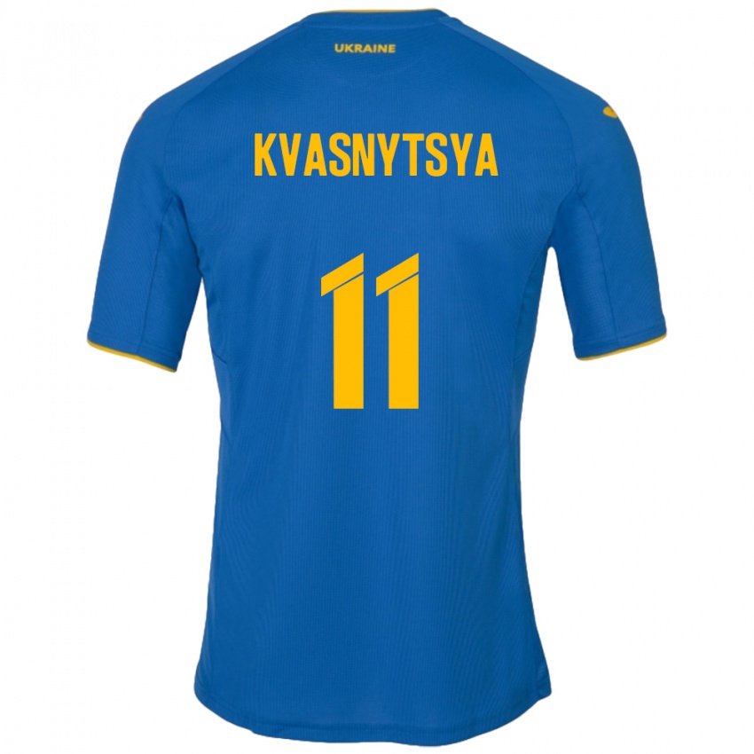 Męski Ukraina Ilya Kvasnytsya #11 Niebieski Wyjazdowa Koszulka 24-26 Koszulki Klubowe