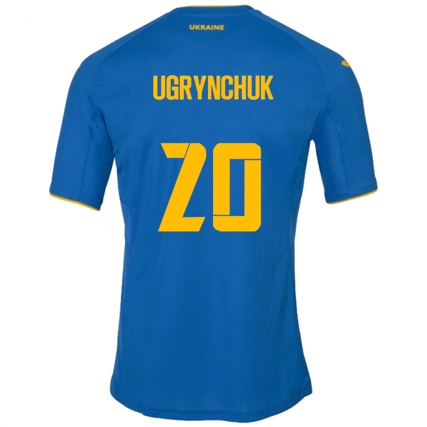 Męski Ukraina Artem Ugrynchuk #20 Niebieski Wyjazdowa Koszulka 24-26 Koszulki Klubowe