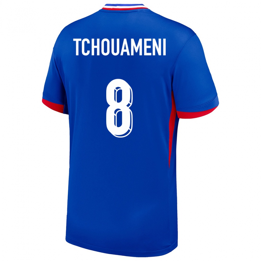 Kobiety Francja Aurelien Tchouameni #8 Niebieski Domowa Koszulka 24-26 Koszulki Klubowe