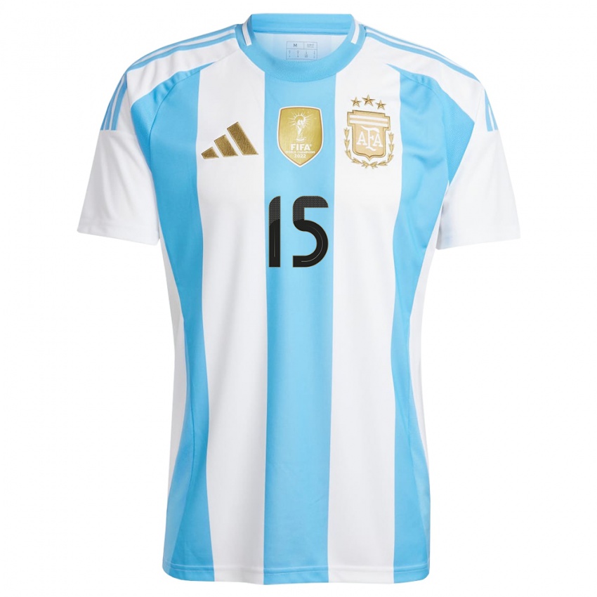 Kobiety Argentyna Nicolas Gonzalez #15 Biało Niebieski Domowa Koszulka 24-26 Koszulki Klubowe