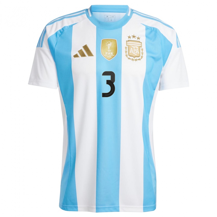 Kobiety Argentyna Nicolas Tagliafico #3 Biało Niebieski Domowa Koszulka 24-26 Koszulki Klubowe