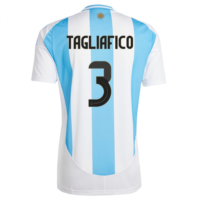 Kobiety Argentyna Nicolas Tagliafico #3 Biało Niebieski Domowa Koszulka 24-26 Koszulki Klubowe