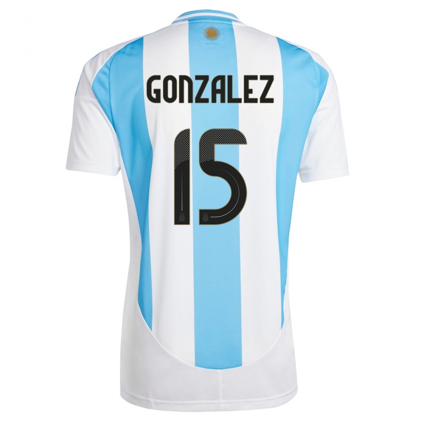 Kobiety Argentyna Nicolas Gonzalez #15 Biało Niebieski Domowa Koszulka 24-26 Koszulki Klubowe
