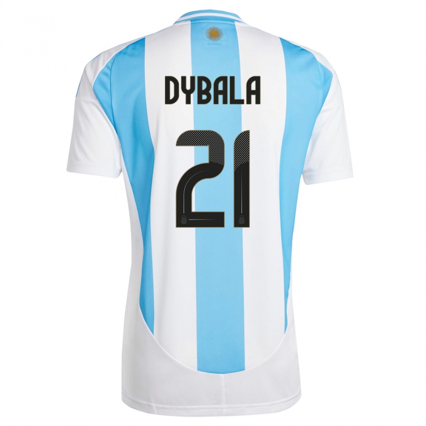 Kobiety Argentyna Paulo Dybala #21 Biało Niebieski Domowa Koszulka 24-26 Koszulki Klubowe