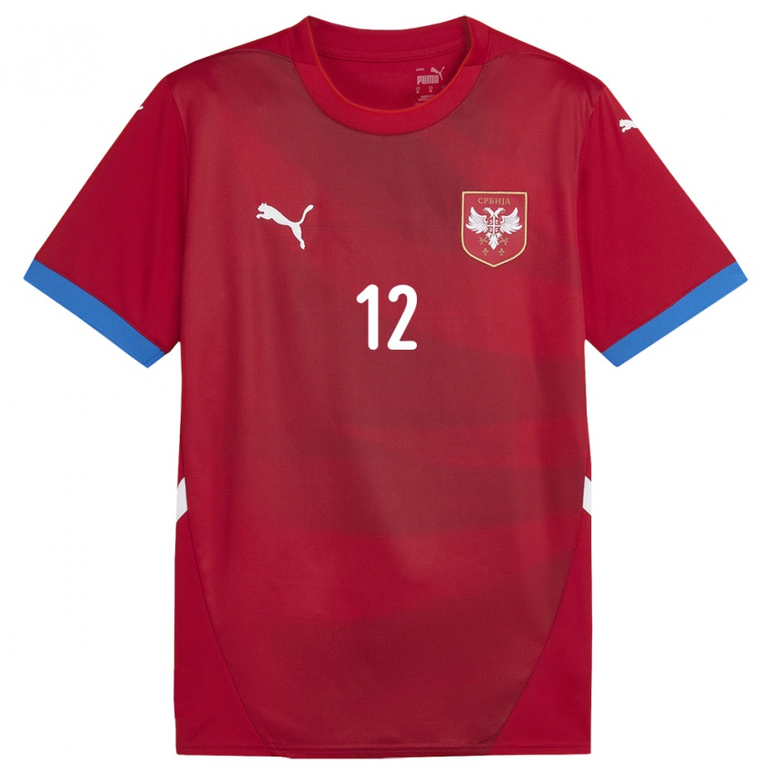 Kobiety Serbia Marko Ilic #12 Czerwony Domowa Koszulka 24-26 Koszulki Klubowe