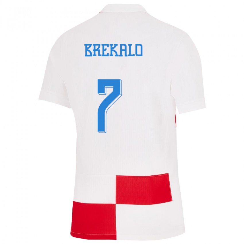 Kobiety Chorwacja Josip Brekalo #7 Biało - Czerwony Domowa Koszulka 24-26 Koszulki Klubowe