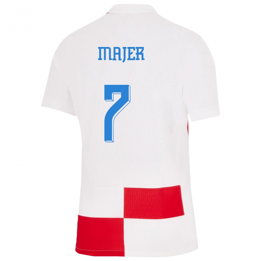 Kobiety Chorwacja Lovro Majer #7 Biało - Czerwony Domowa Koszulka 24-26 Koszulki Klubowe