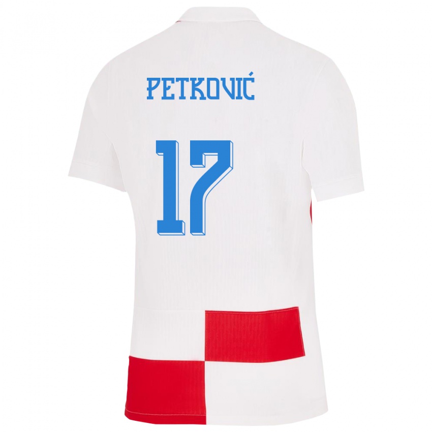Kobiety Chorwacja Bruno Petkovic #17 Biało - Czerwony Domowa Koszulka 24-26 Koszulki Klubowe