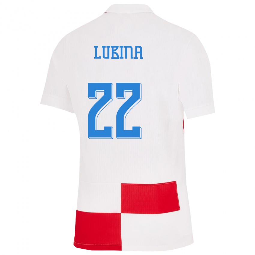 Kobiety Chorwacja Anela Lubina #22 Biało - Czerwony Domowa Koszulka 24-26 Koszulki Klubowe