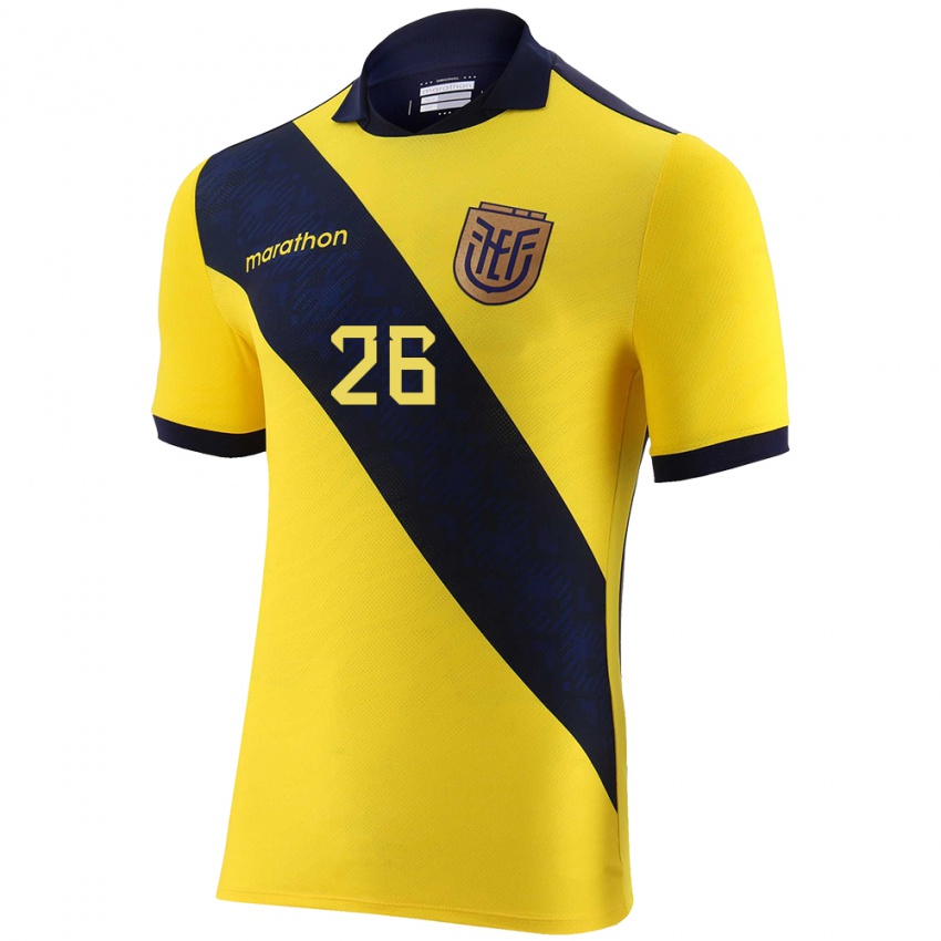 Kobiety Ecuador Anthony Valencia #26 Żółty Domowa Koszulka 24-26 Koszulki Klubowe
