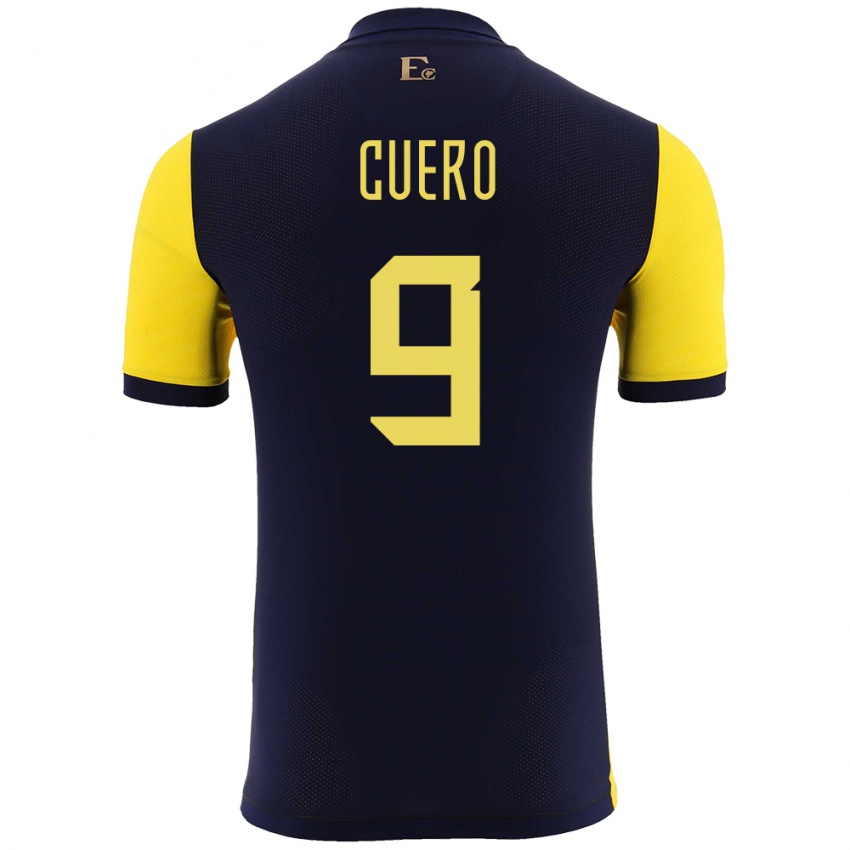 Kobiety Ecuador Justin Cuero #9 Żółty Domowa Koszulka 24-26 Koszulki Klubowe