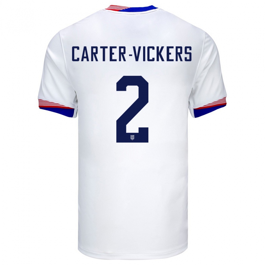 Kobiety Stany Zjednoczone Cameron Carter-Vickers #2 Biały Domowa Koszulka 24-26 Koszulki Klubowe
