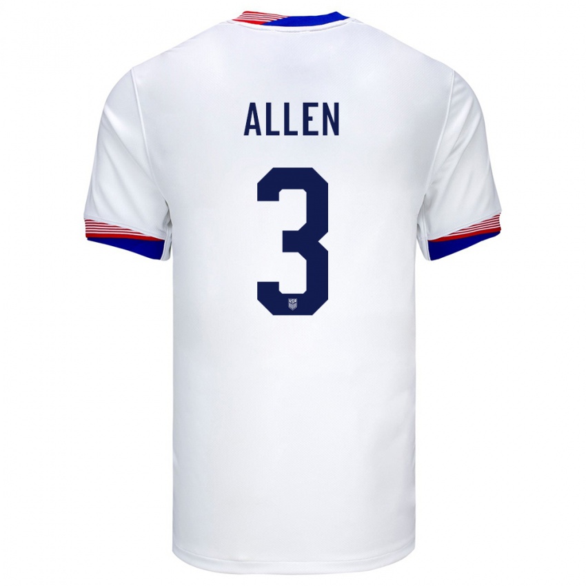 Kobiety Stany Zjednoczone Noah Allen #3 Biały Domowa Koszulka 24-26 Koszulki Klubowe