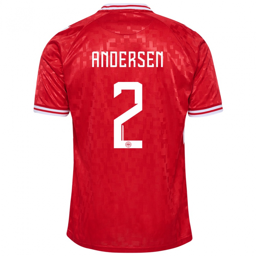 Kobiety Dania Joachim Andersen #2 Czerwony Domowa Koszulka 24-26 Koszulki Klubowe