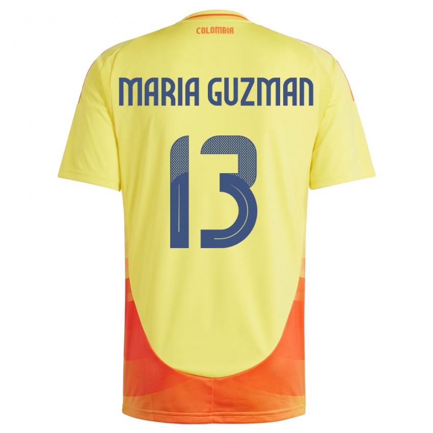 Kobiety Kolumbia Ana María Guzmán #13 Żółty Domowa Koszulka 24-26 Koszulki Klubowe