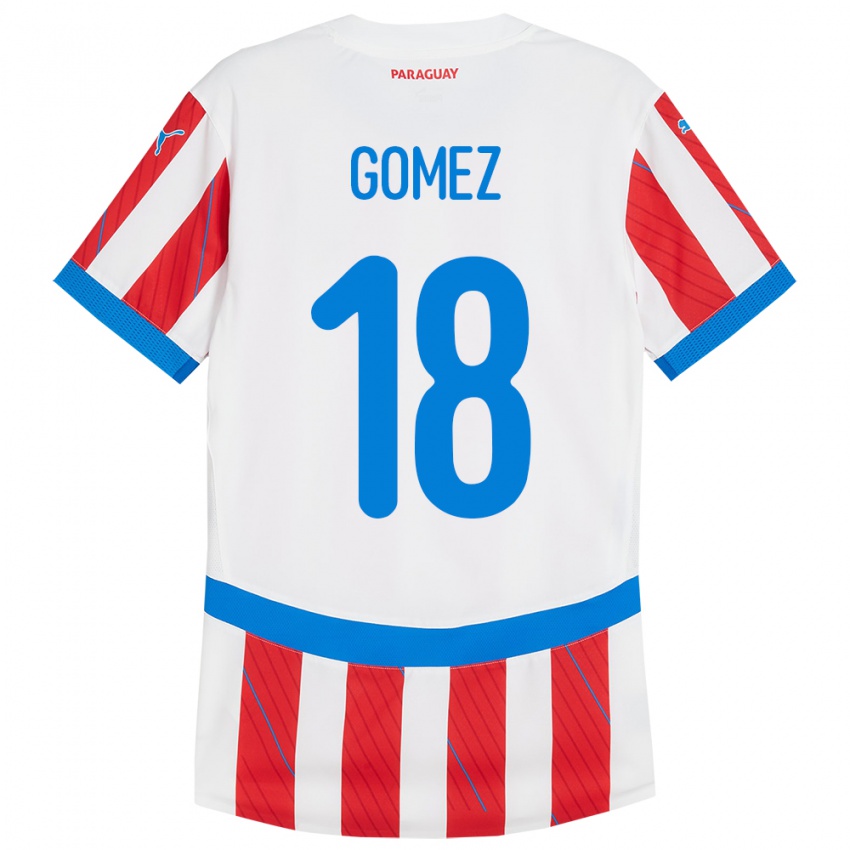 Kobiety Paragwaj Diego Gómez #18 Biało - Czerwony Domowa Koszulka 24-26 Koszulki Klubowe