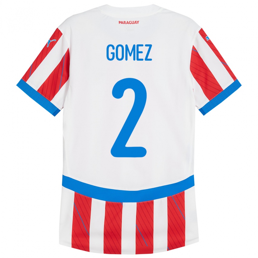 Kobiety Paragwaj Rodrigo Gómez #2 Biało - Czerwony Domowa Koszulka 24-26 Koszulki Klubowe