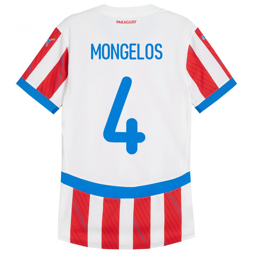 Kobiety Paragwaj Rolando Mongelós #4 Biało - Czerwony Domowa Koszulka 24-26 Koszulki Klubowe