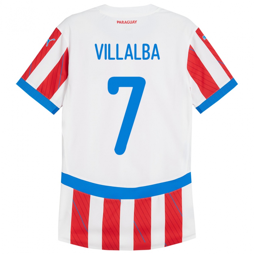 Kobiety Paragwaj Rodrigo Villalba #7 Biało - Czerwony Domowa Koszulka 24-26 Koszulki Klubowe