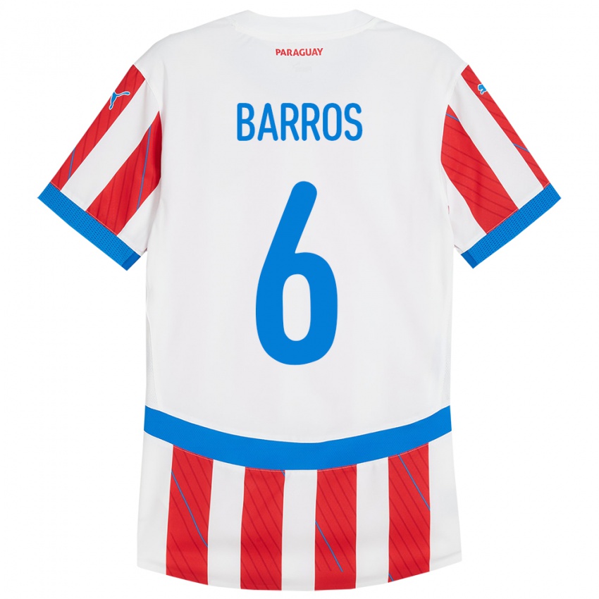 Kobiety Paragwaj Natalia Barros #6 Biało - Czerwony Domowa Koszulka 24-26 Koszulki Klubowe