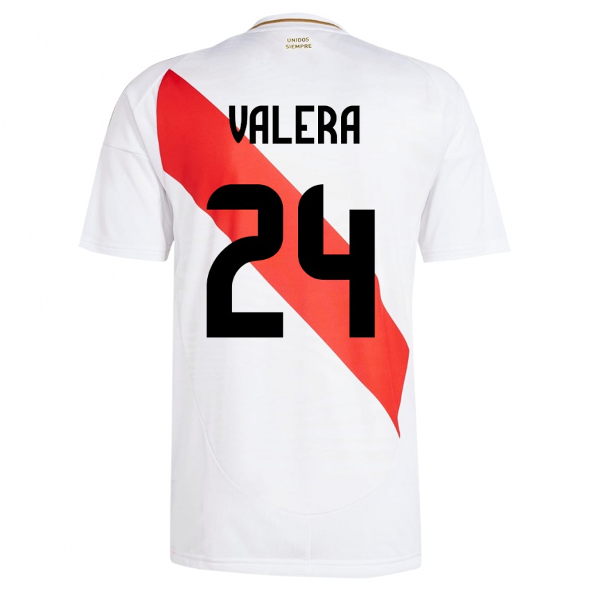 Kobiety Peru Álex Valera #24 Biały Domowa Koszulka 24-26 Koszulki Klubowe