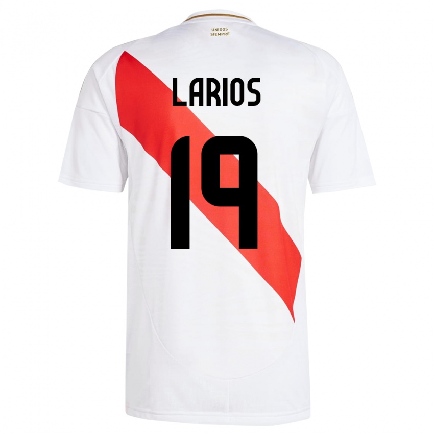 Kobiety Peru Guillermo Larios #19 Biały Domowa Koszulka 24-26 Koszulki Klubowe